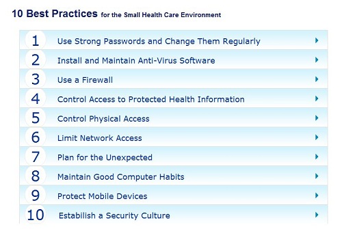 10 Best Practices for the Small Health Care Environment